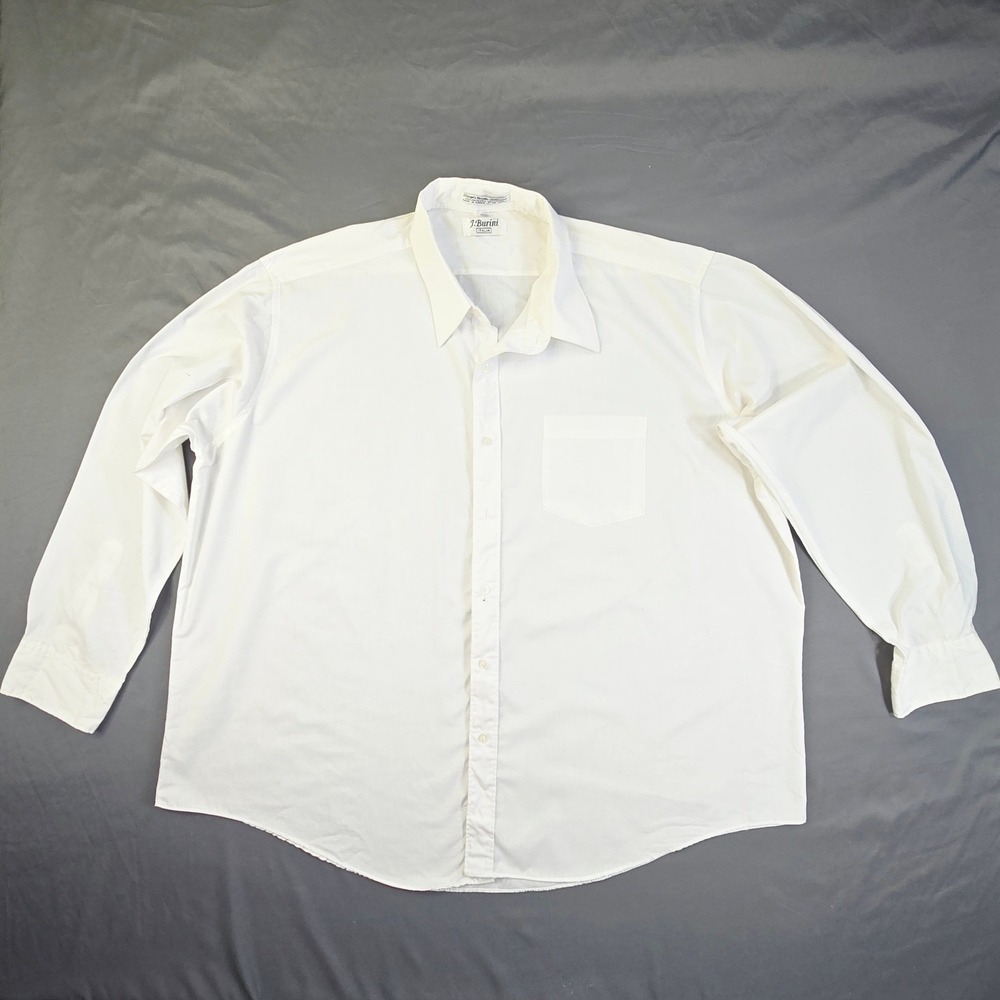 J.Burini Italia Dress Shirt Men's Size 18.5 34/35 White Long Sleeve Button Down